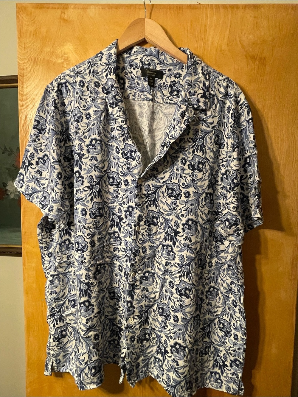 Club Room Blue & White Floral Short-Sleeve Button-Down Shirt